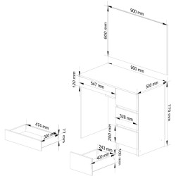 Masa de toaleta Akord T-6/SL 900x600 Right (White) Thumb