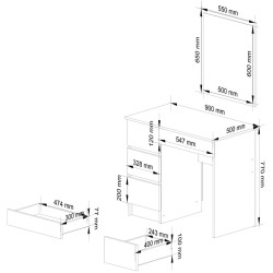 Masa de toaleta Akord T-6/SL PK 500x600 Left (White) Thumb