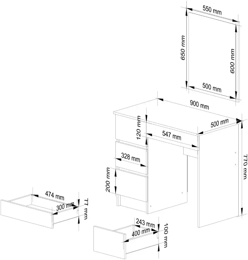 Masa de toaleta Akord T-6/SL PK 500x600 Left (White) - 4