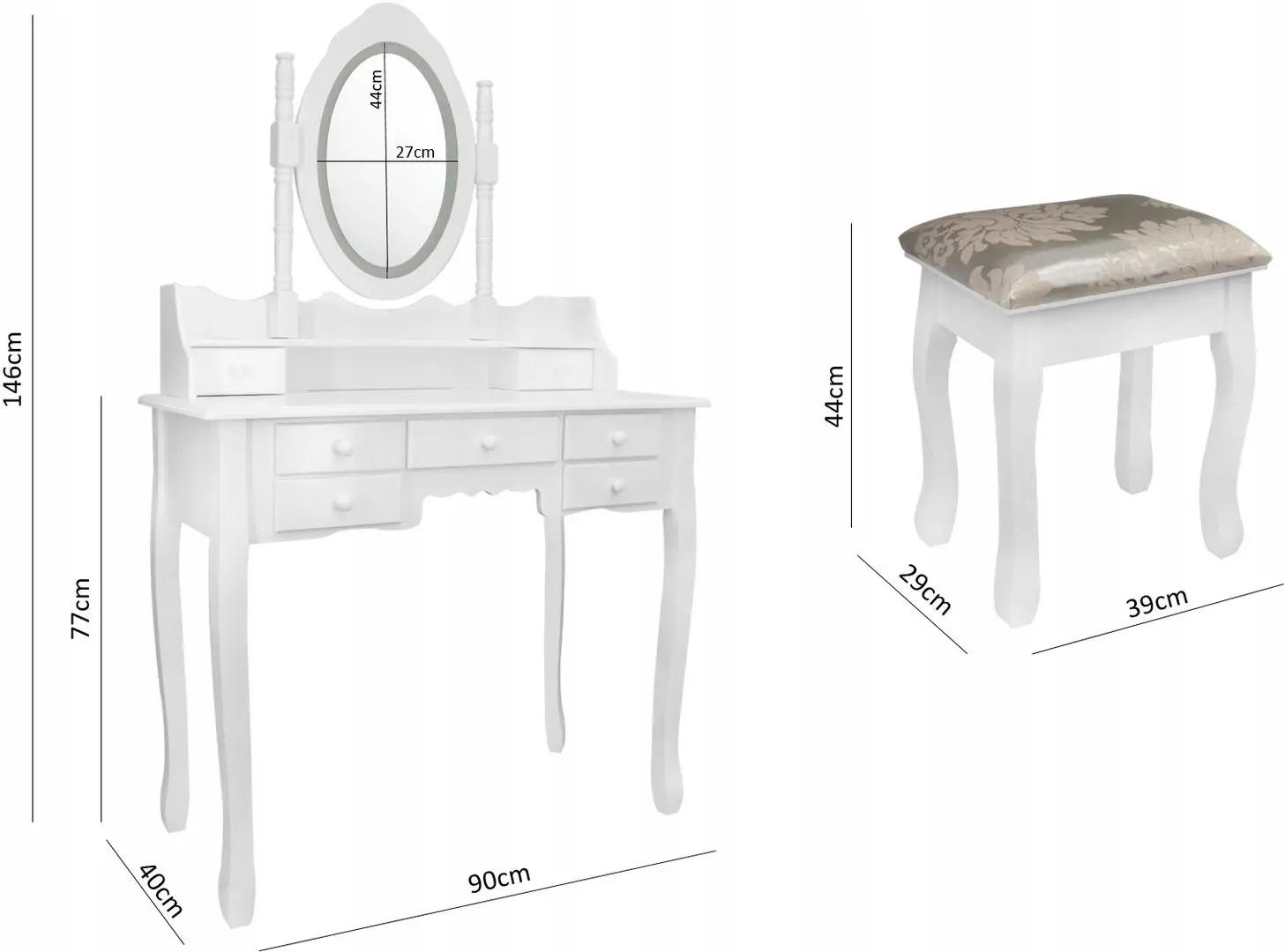 Masa de toaleta Chomik PHO5513LED (White)