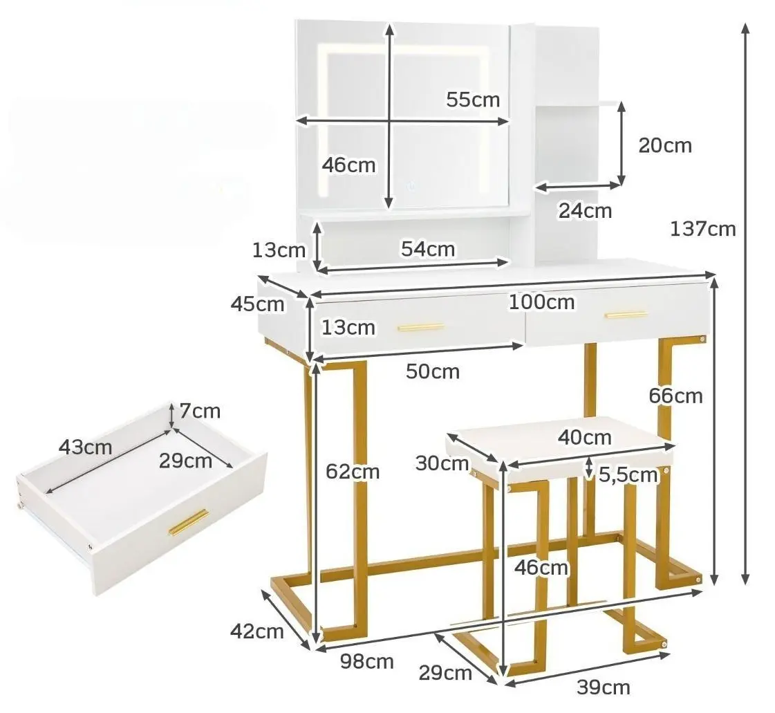 Туалетный столик Costway HU10217DE-WH+ (White)