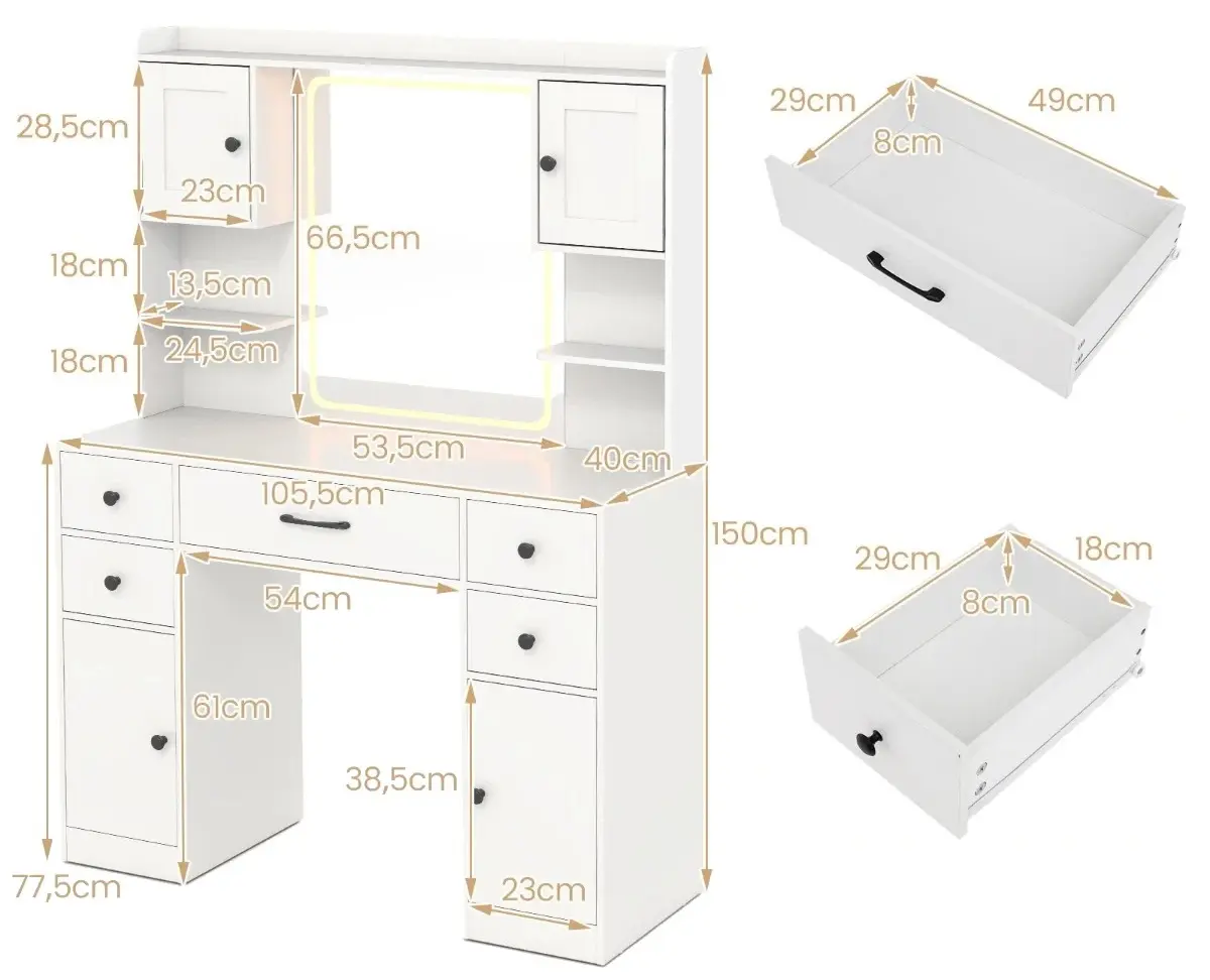 Masa de toaleta  Costway HU10929DE-WH+ (White)