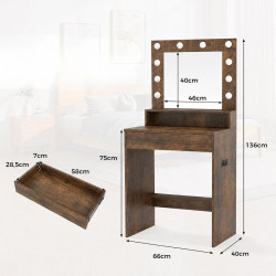 Masa de toaleta Costway HU11055DE-CF (Brown) Thumb