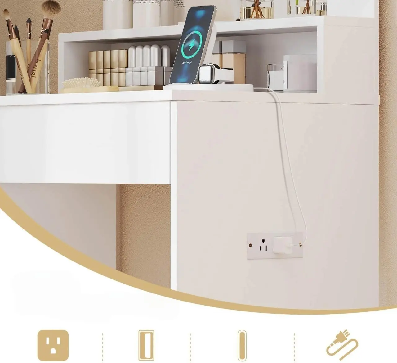 Туалетный столик Costway HU11055DE-WH (White) - 4