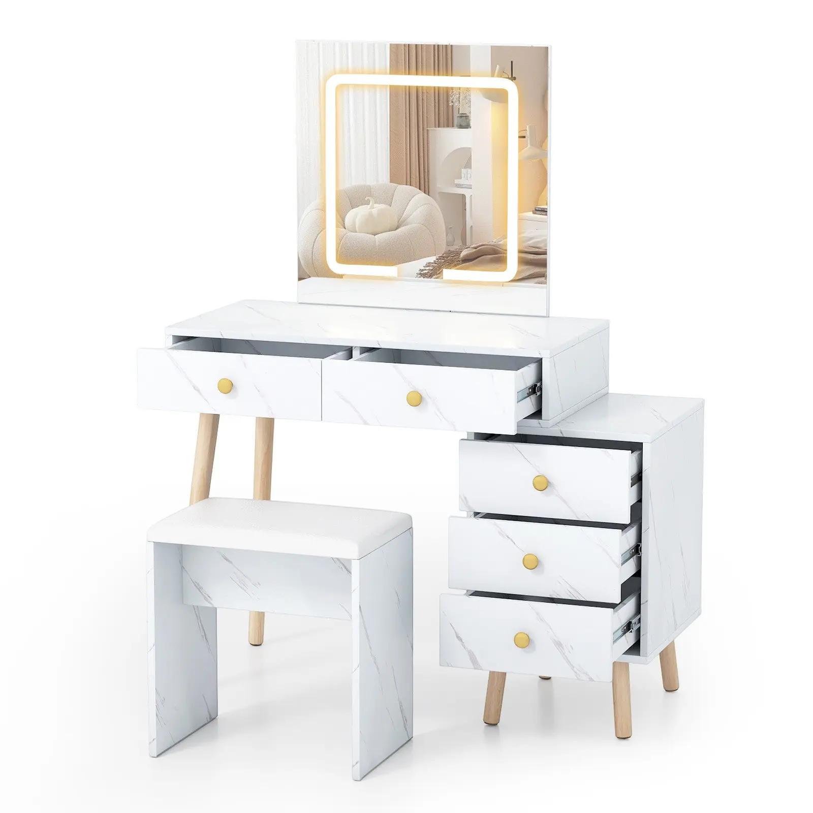 Masa de toaleta Costway HU11072WH (White) - 3