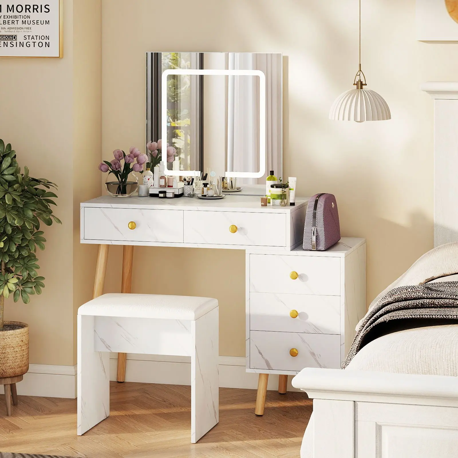 Masa de toaleta Costway HU11072WH (White) - 5