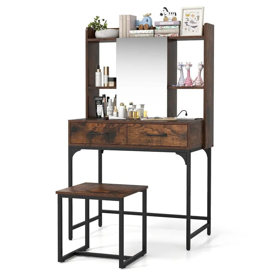 Masa de toaleta Costway HU11105DE-CF (Brown) - 4