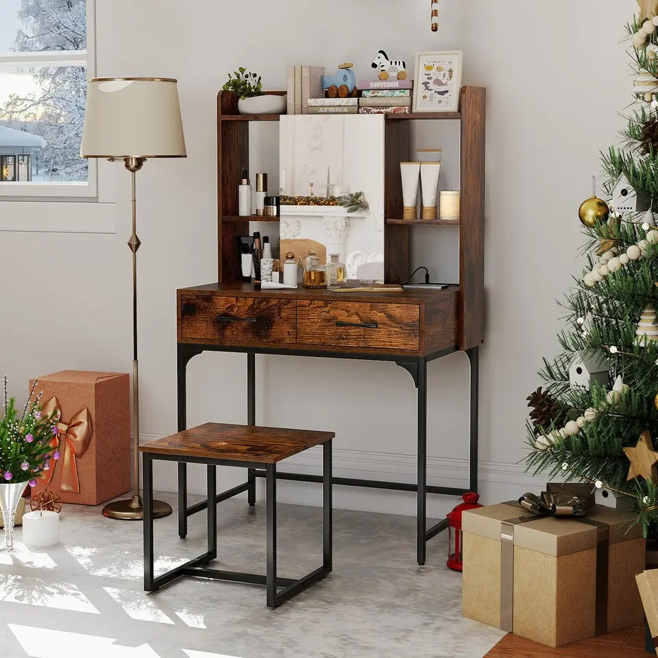 Masa de toaleta Costway HU11105DE-CF (Brown) - 8