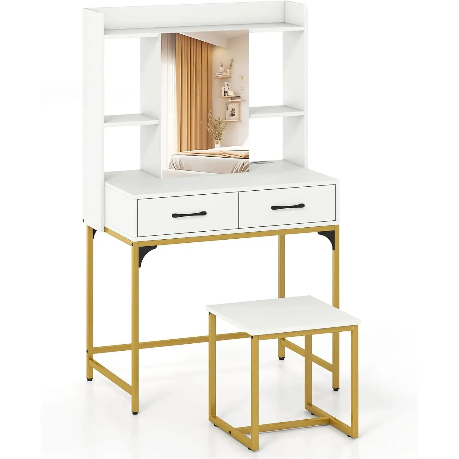 Туалетный столик Costway HU11105DE-WH (White/Gold) - 2