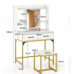 Туалетный столик Costway HU11105DE-WH (White/Gold) Thumb