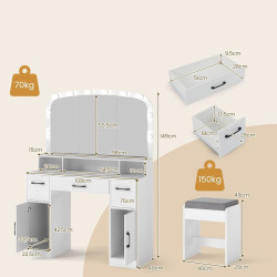 Masa de toaleta Costway HU11107DE-WH+ (White) Thumb