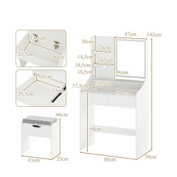Masa de toaleta Costway HU11179DE-WH (White) Thumb