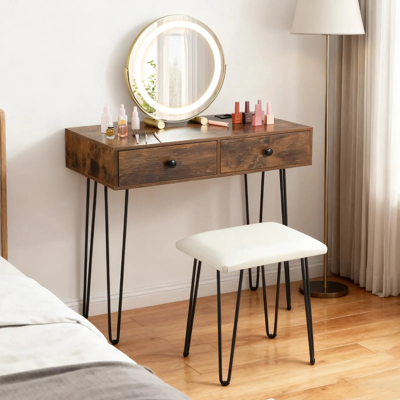 Masa de toaleta Costway HU11203DE-CF (Brown) - 5