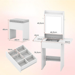 Masa de toaleta Costway HU11223DE-WH (White) Thumb