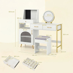Masa de toaleta Costway HU11256DE-WH+ (White) Thumb