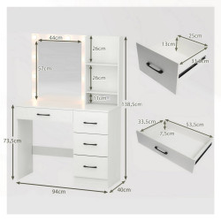 Masa de toaleta Costway HU11371DE-WH+ (White) Thumb