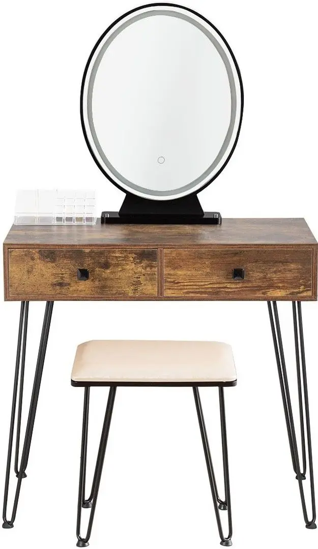 Туалетный столик Costway HW66088DE-TN + органайзер для косметики (Beige/Brown) - 2
