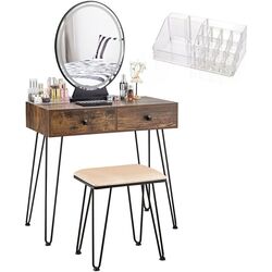 Туалетный столик Costway HW66088DE-TN + органайзер для косметики (Beige/Brown)