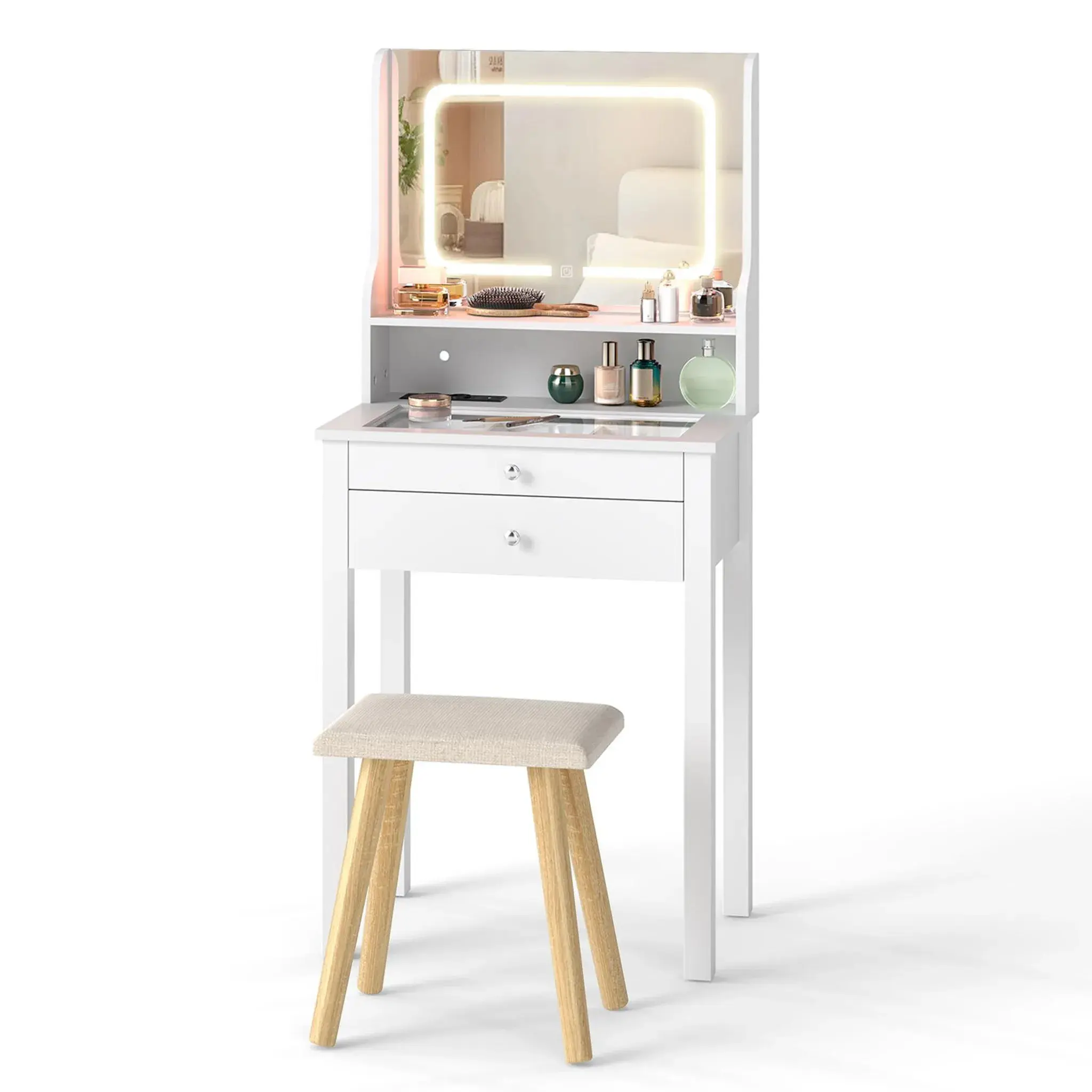 Masa de toaleta Costway JV12146GE-WH (White) - 2