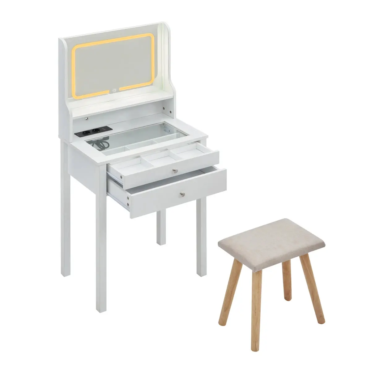 Masa de toaleta Costway JV12146GE-WH (White) - 3