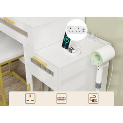 Masa de toaleta cu taburet Costway HU10854DE-WH+ (White) Thumb