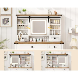 Masa de toaleta cu taburet Costway HU10924DE-WH+ (White) Thumb