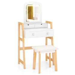 Masa de toaleta cu taburet Costway JV12022DE-WH (White) Thumb