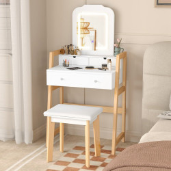 Masa de toaleta cu taburet Costway JV12022DE-WH (White) Thumb
