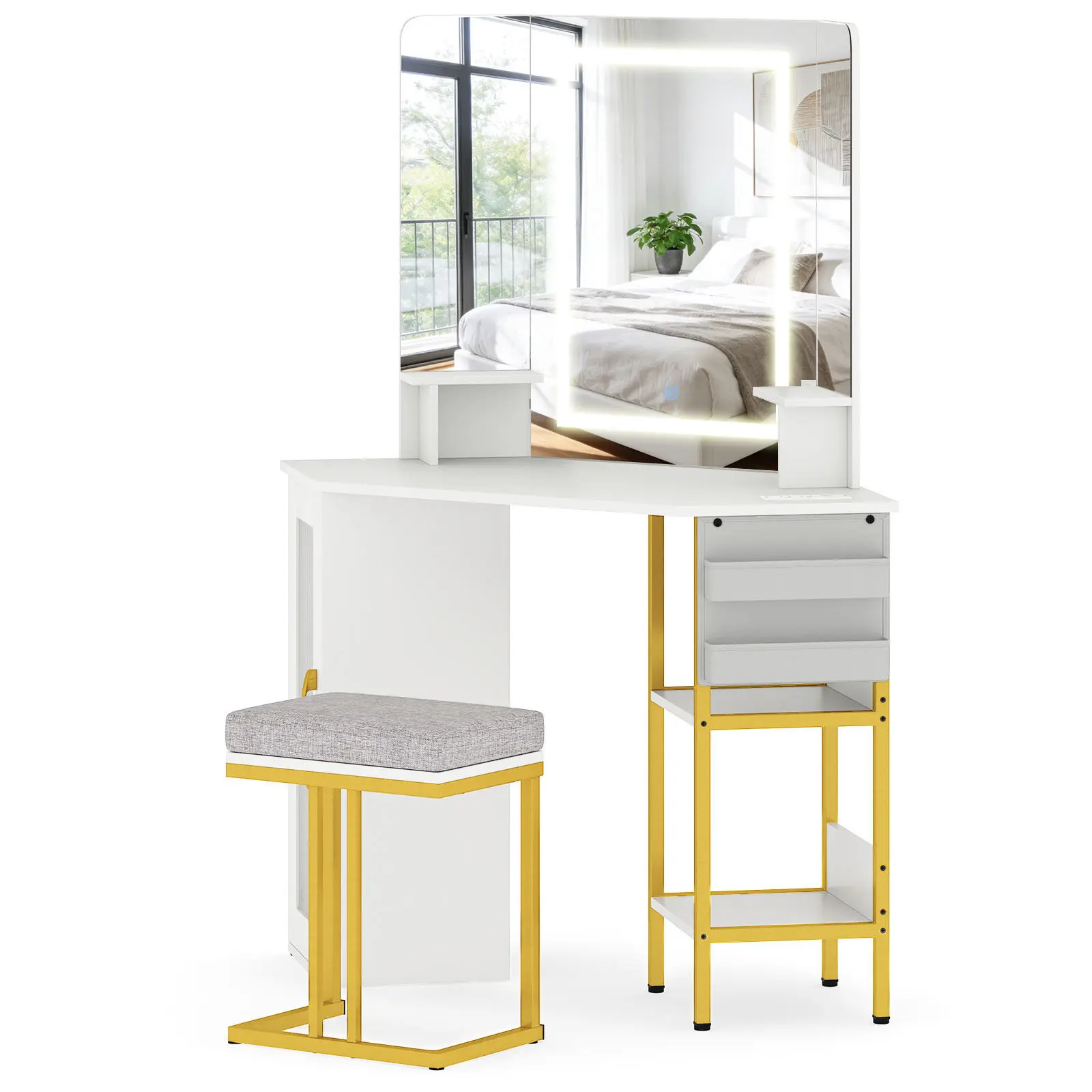 Masa de toaleta de colt Costway HU11193DE-WH (White) - 3