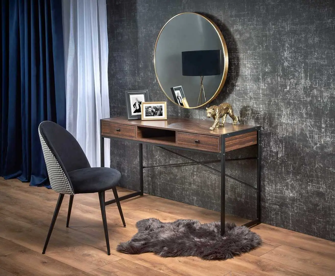 Masa de toaleta Halmar B46 (Walnut/Black) - 2