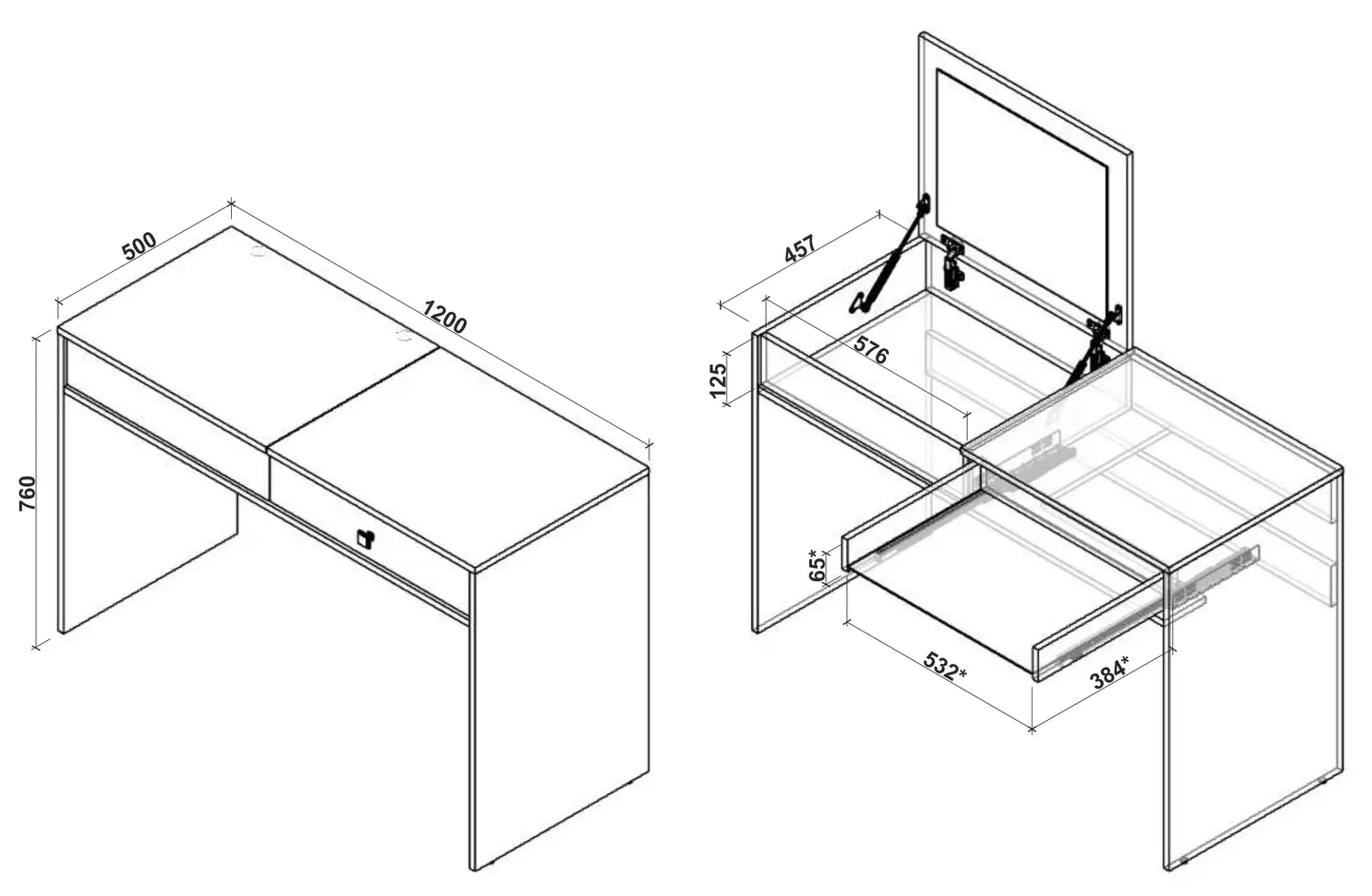 Masa de toaleta Halmar Megan (White)