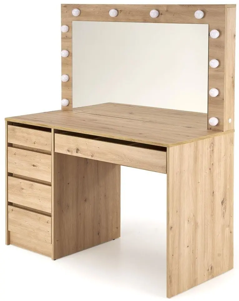 Masa de toaleta cu iluminare Halmar Hollywood XL (Artisan Oak)