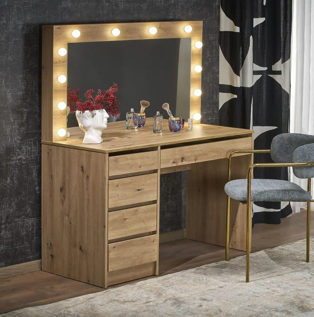 Masa de toaleta cu iluminare Halmar Hollywood XL (Artisan Oak)