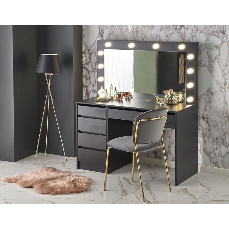 Masa de toaleta cu iluminare Halmar Hollywood XL (Black)