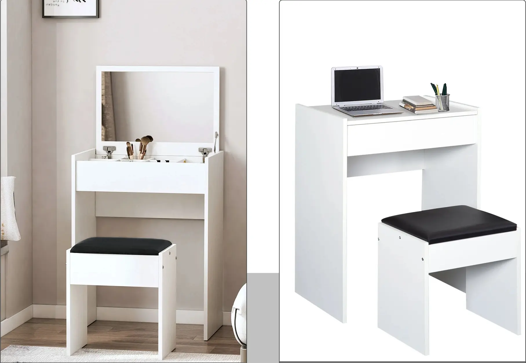 Masa de toaleta Homcom 831-192 (White) - 3