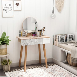 Masa de toaleta Homcom 831-303 (White/Oak)