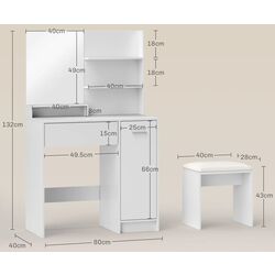 Туалетный столик Homcom 831-779V80WT 80x40x132 cm (White) Thumb