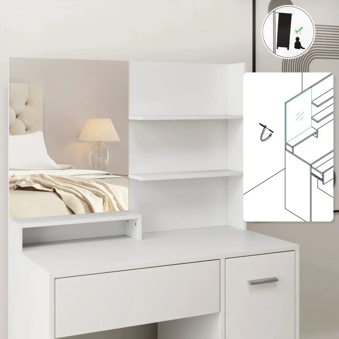 Туалетный столик Homcom 831-779V80WT 80x40x132 cm (White) - 7