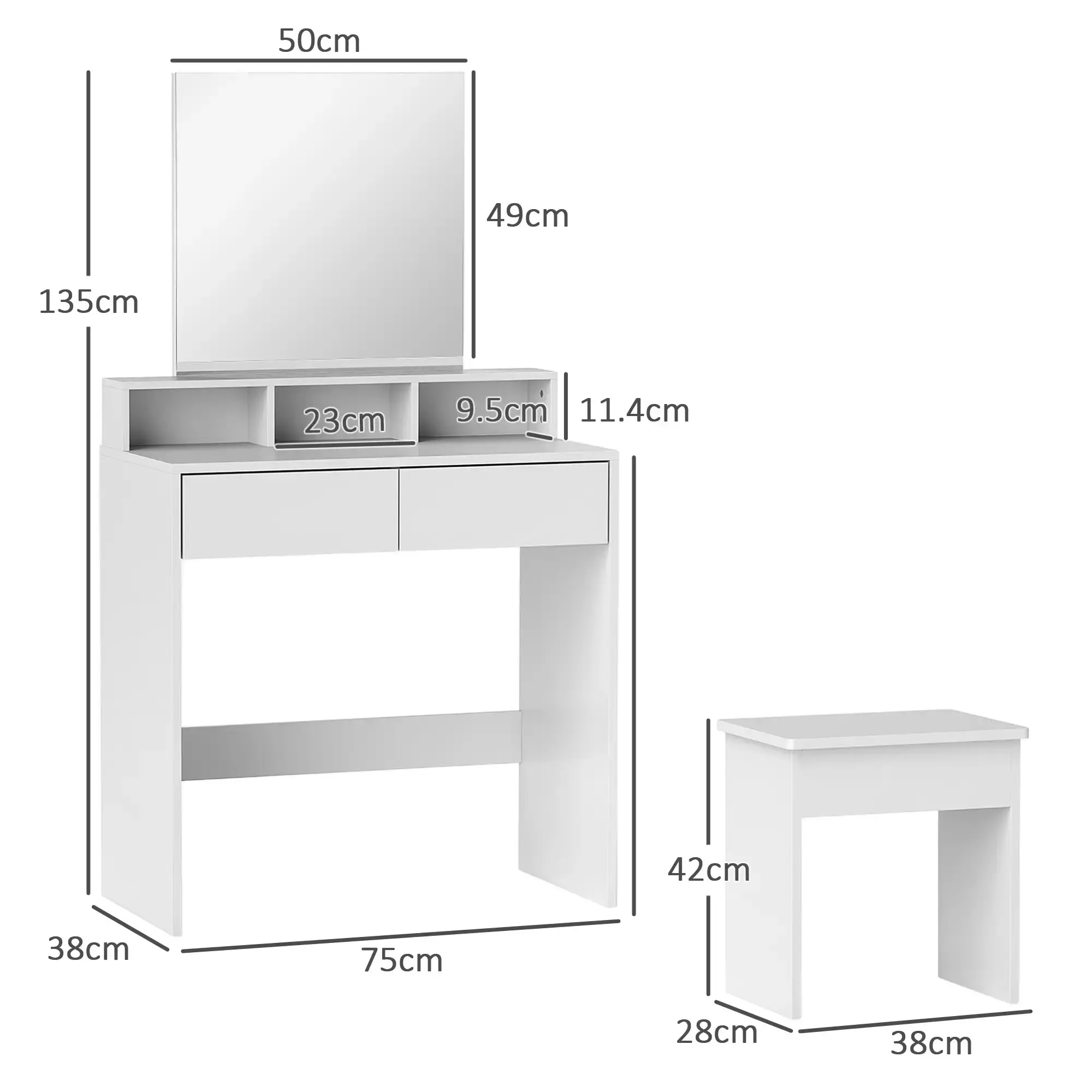 Туалетный столик Homcom 831-925V00WT (White) - 4