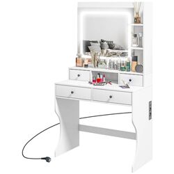 Masa de toaleta cu iluminare Homcom 831-776V90WT 90x45x160 cm (White) Thumb