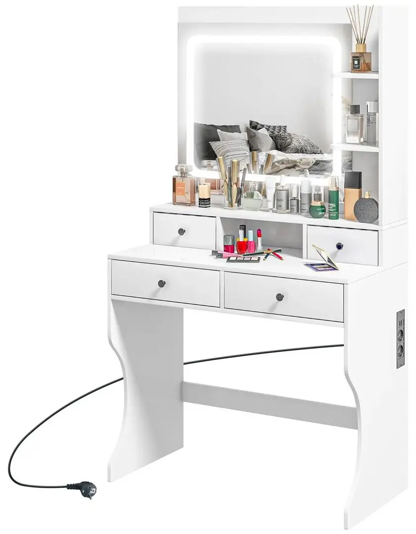 Masa de toaleta cu iluminare Homcom 831-776V90WT 90x45x160 cm (White)