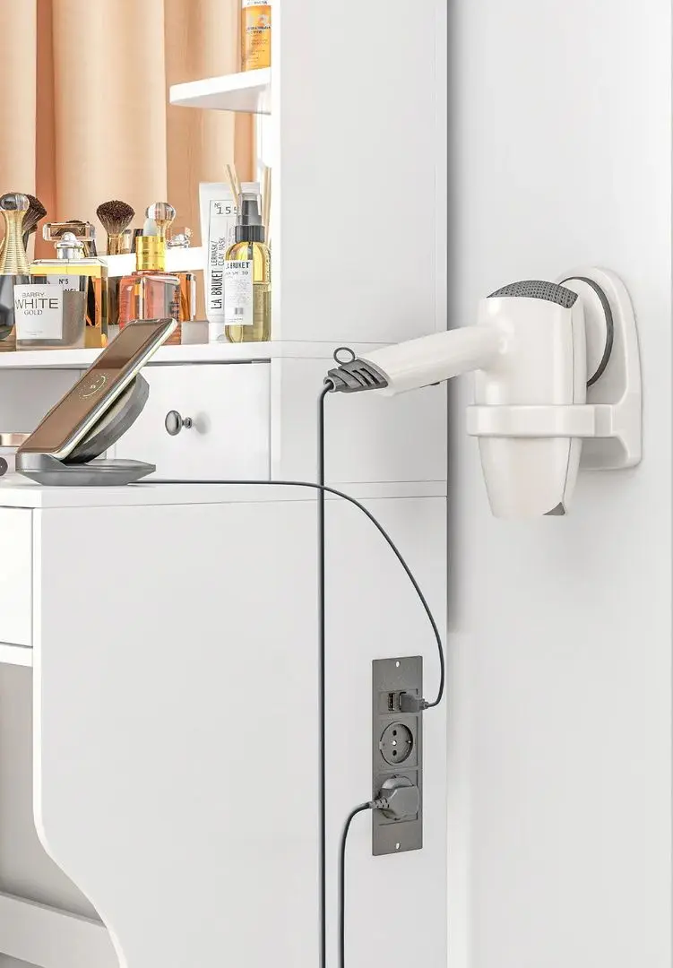 Masa de toaleta cu iluminare Homcom 831-776V90WT 90x45x160 cm (White)