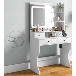 Masa de toaleta cu iluminare Homcom 831-776V90WT 90x45x160 cm (White) Thumb