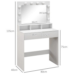Туалетный столик с подсветкой Homcom 831-823V80WT (White) Thumb