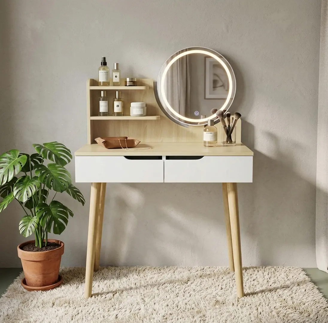 Туалетный столик с LED подсветкой Jumi Scandi 2 CM-254138 (Natural/White)