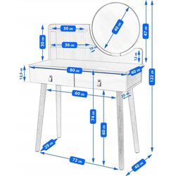 Masa de toaleta cu iluminare Jumi Scandi CM-254152 (White/Pine) Thumb