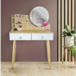 Masa de toaleta cu iluminare Jumi Scandi CM-254152 (White/Pine) Thumb