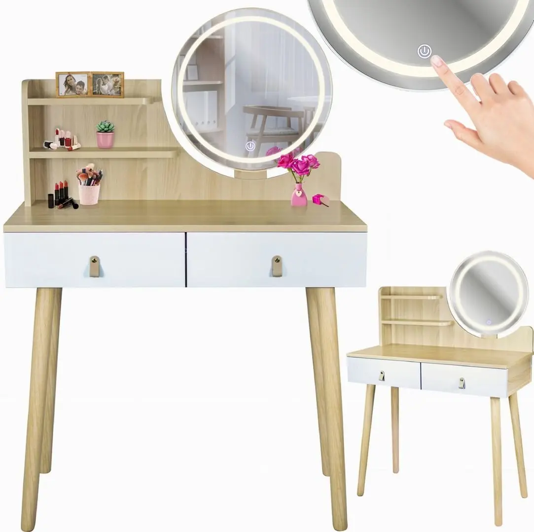 Masa de toaleta cu iluminare Jumi Scandi CM-254152 (White/Pine)