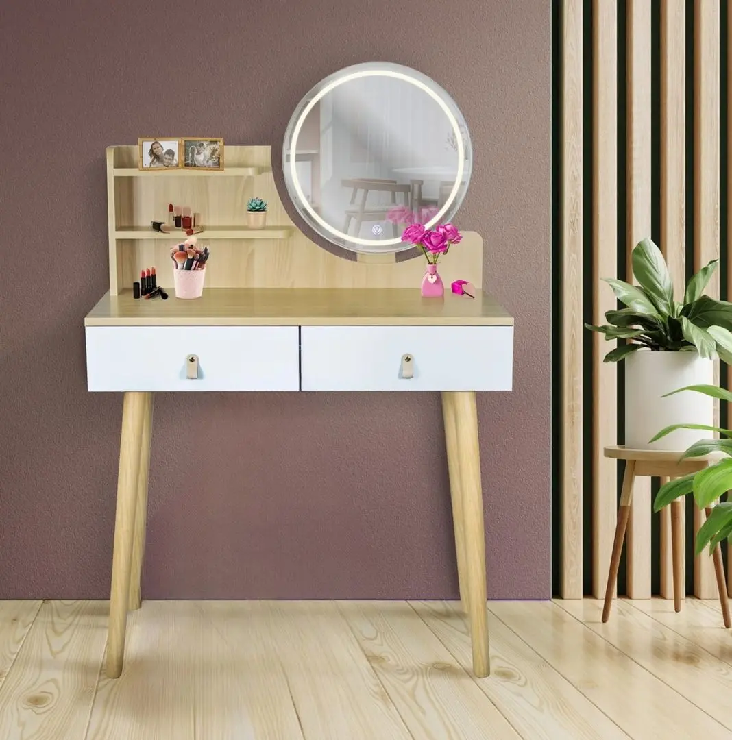 Masa de toaleta cu iluminare Jumi Scandi CM-254152 (White/Pine)