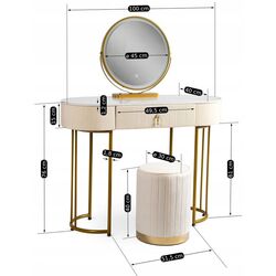 Туалетный столик с подсветкой Mebel Elite Ashley (Beige/Golden) Thumb